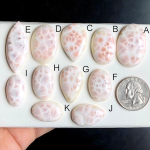 Cabochon de thomsonite sélectionné, pierre précieuse de thomsonite rose naturelle alias natrolite rose pour la fabrication de bijoux, bijoux en larimar rose LOT-201