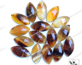Montana Agate Rose Cut Marquise Shape With Flat Back Gemstone, 10 Pieces Lot 10x20mm Montana Agate Faceted Gemstone For Jewelry Making
