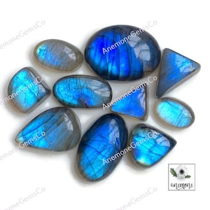 Exclusivité !!! Cabochon labradorite bleu feu, 13-23 mm environ 10 pcs / lot identique à la photo, bijoux style bohème labradorite, bijoux cadeau 62363