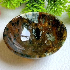 Bol de pierres précieuses en agate mousse, équilibre émotionnel, attirer l'amitié, lien d'amour, expression de soi, rehausseur d'énergie de la chance, fabrication B2