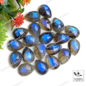 Labradorit facettierte Edelstein, 10 x 14 mm Birnenform 10 Stück Lot Edelstein für Schmuck, Labradorit Rose geschnitten natürlichen Edelstein für die Schmuckherstellung