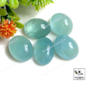Aquamarijn edelsteen 15 x 18 mm, gemengde vormen, ongeveer 5 stuks, veel hetzelfde als afbeelding, aquamarijn perfect voor ringmaat cabochons, stijlvolle sieraden 61807