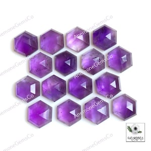 Amethist zeshoekige vorm 10 x 10 mm, 10 stuks veel gekalibreerde amethist roosgeslepen edelsteen voor het maken van kettingen en armbanden, Valentijnsdagsieraden