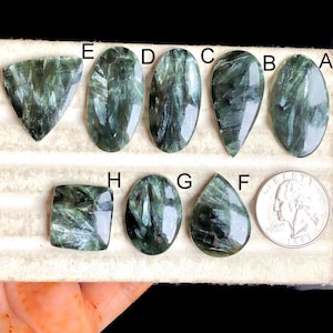 Cabochon séraphinite sélectionné, pierre semi-précieuse naturelle pour la fabrication de bijoux, LOT de 140 pierres précieuses faites main en cristal curatif séraphinite