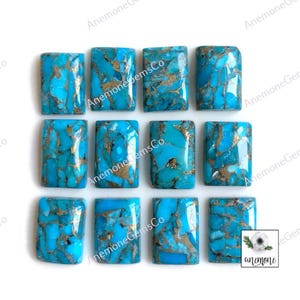Blauwe Mohave-koper turkoois cabochon, 10 x 14 mm GEKALIBREERDE rechthoekige vorm blauwe Mohave turkoois cabochons voor armband, turkoois sieraden