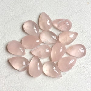 Rozenkwarts peervorm cabochon 8 x 12 mm, verpakking van 10 stuks mooie rozenkwarts peervorm cabochon voor het maken van sieraden