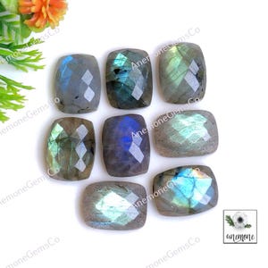 Labradorite pietra preziosa sfaccettata, 12 x 16 mm forma rettangolare cuscino 8 pezzi set uguale all'immagine, pietra preziosa sciolta labradorite per orecchini gioielli
