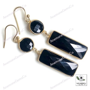 Orecchini con pietra preziosa di onice nero, orecchini con taglio a rosa, orecchini da sposa, orecchini vistosi, orecchini delicati, orecchini da damigella d'onore, regalo per lei