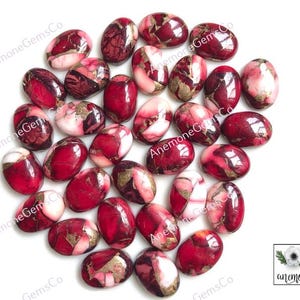 Lote de cabujones ovalados de turquesa de cobre y mohave con dalias y rosas rojas de Kingman, lote de cabujones de turquesa de cobre, ostra espinosa de pera CALIBRADA