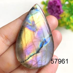 Lila Labradorit Cabochon, mehrfarbiger Labradorit Edelstein für Schmuck und Handwerk, bunter Labradorit Cabochon für Anhänger