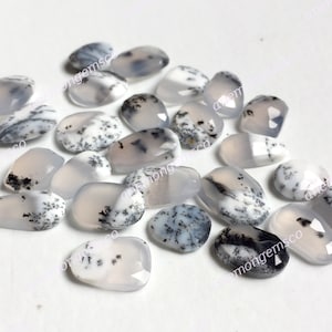 10 piezas de ópalo dendrítico tallado en rosa, 10 x 14 mm aproximadamente. Piedra preciosa dendrítica de máxima calidad para la fabricación de joyas, piedra preciosa muy pulida
