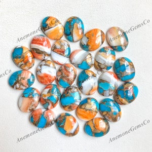 Cabochão oval turquesa de ostra espinhosa 12x16mm, lote de pedras preciosas soltas turquesa de cobre mojave para pingente de brinco e fabricação de joias
