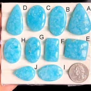 Cabujones de hemimorfita azul seleccionados, piedra preciosa suelta de hemimorfita natural para joyería, joyería hecha a mano, piedra de nacimiento, lote 256