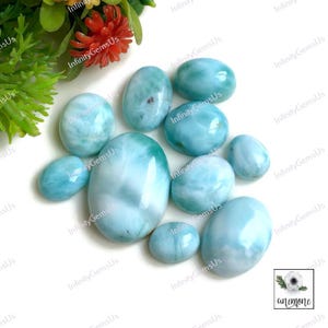 Larimar cabochon, 100% natuurlijke larimar, ca. 9-20 mm, ovale vorm 10 stuks zoals op foto Sky Designer Larimar Gebruik voor handgemaakte sieraden 62482