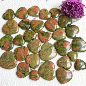 Hartvorm unakiet jaspis cabochon groothandel Lot, mix vormen en maten Unakiet jaspis cabochon voor het maken van sieraden