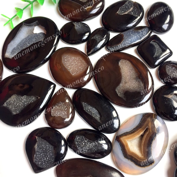 Natural Black Window Druzy/Black Onyx Druzy Cabochon Wholesale lot, Black Window Druzy For  Jewellery Making at bargain price   pendant