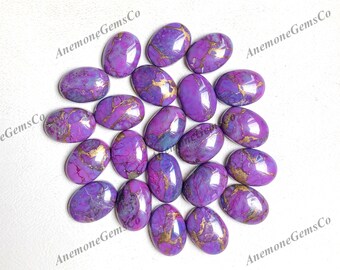 10x14mm Purple Copper Mohave Turquoise Oval Cabochon 10pcs pack, Polished Loose Gemstone Lot For Earring Pendant And Jewelry Making.