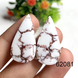 Paire de boucles d'oreilles cheval sauvage cabochon, Paires de pierres semi-précieuses naturelles pour la fabrication de boucles d'oreilles, Bijoux de boucles d'oreilles en pierres précieuses polies à la main
