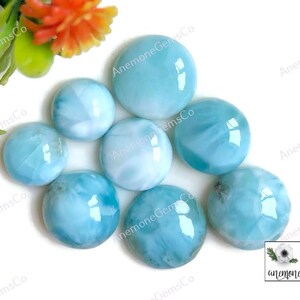 Natuurlijke ronde larimar cabochon 10-13 mm, gemengde vorm 8 stuks, lot hetzelfde als afbeelding, larimar voor ringen en unieke ambachtelijke ontwerpen 62249