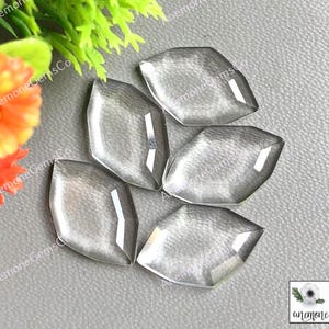 Quartz clair 10 x 17 mm en forme de marquis, lot de 10 pièces de quartz naturel, pierre précieuse à dos plat pour la fabrication de bijoux, bijoux en cristal de quartz