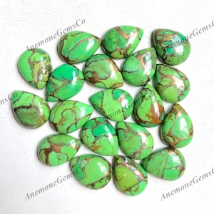 Cabochão de cobre turquesa verde Mojave 10 x 14 mm, lote de pedras preciosas soltas Mojave Copper Turquoise para brincos, pingentes e fabricação de joias