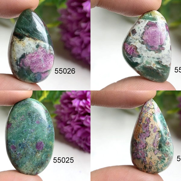 Ruby Fuchsite Cabochon, Natural Semi Precious Gemstone For Jewelry Making, Hand Polished Cabs, Natural Crystal