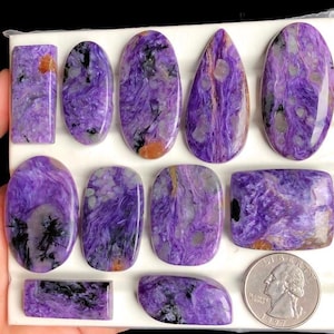 Cabujón de charoita, piedra semipreciosa natural para joyería, charoita pulida a mano para colgante (lote 421)