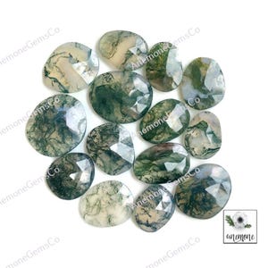 Moosachat Rose geschnitten Edelstein 10 x 14 mm ca., Moosachat facettiert 10 Stück Lot für Schmuckherstellung, Power Reiki Kristall, handgemachter Schmuck