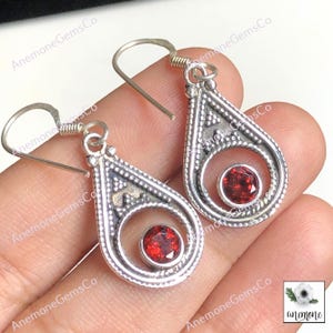 Granat Edelstein Ohrring, 925 Sterling Silber Einzigartige Ohrringe, Handgemachter Schmuck, Granat Frauen Schmuck, Geschenk Schmuck