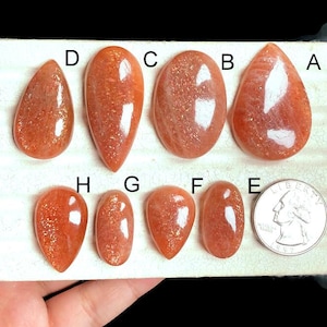Cabujones de piedra solar seleccionados, piedra solar de fuego natural para la fabricación de joyas, uso de cristales curativos para colgantes de diseño, lote de joyería 91