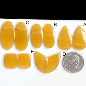 Ausgewählte gelbe Aragonit Ohrring-Paare Cabochons, natürliche Halbedelstein für die Schmuckherstellung, Aragonit Ohrringe Schmuck LOT-147