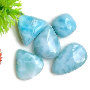 5 stuks larimar cabochon, natuurlijke Dominicaanse larimarsteen, larimar handgemaakte edelsteen sieraden gebruik voor ringen en armbandsieraden 61051