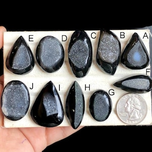 Ausgewählte Schwarzes Fenster Druzy Edelstein, einzigartige Muster Schwarzes Fenster Druzy Verwenden Sie für handgemachte Ringe & Anhänger Schmuck LOT-84