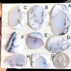 Cabochons d'opale dendrite sélectionnés, pierre semi-précieuse naturelle pour la fabrication de bijoux, pendentifs en cristal de puissance faits main LOT-280