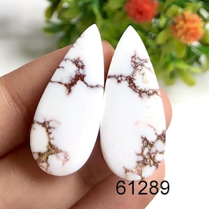 Paires de boucles d'oreilles cabochon en jaspe cheval sauvage, Paires de pierres semi-précieuses naturelles pour la fabrication de boucles d'oreilles, cabochon fait main, pierres précieuses en vrac
