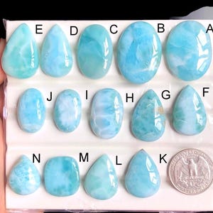 Cabochon en larimar sélectionné, pierres précieuses naturelles de Larimar de créateur du ciel pour la fabrication de bijoux, bijoux de style bohème en larimar bleu LOT-252