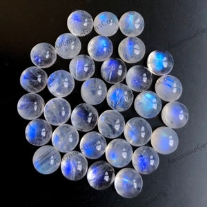 Lot de pierres précieuses rondes en pierre de lune arc-en-ciel de 6 mm, pierre précieuse ronde en pierre de lune naturelle pour la fabrication de bijoux, pierre précieuse semi-précieuse.