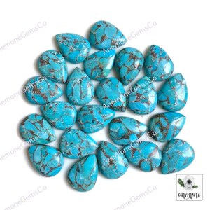 Turchese blu Mohave rame 12 x 16 mm, pietra preziosa sciolta calibrata a forma di pera per la creazione di gioielli, gioielli fatti a mano in turchese blu ostrica