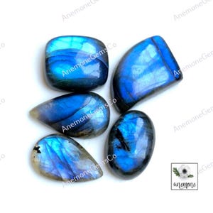 Cabochões de labradorita azul 18-21 mm aprox., lote com 5 peças, igual à imagem, pedra preciosa labradorita azul de fogo para fazer joias, presente de Natal 62315