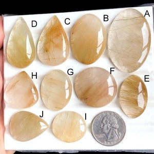 Cabochon rutile doré sélectionné, pierre semi-précieuse naturelle pour la fabrication de bijoux, bijoux pendentifs en cristal naturel rutile doré LOT-348