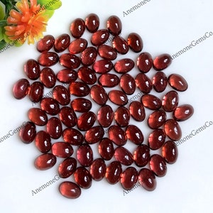 Cabochão de Granada de Moçambique, Pacote com 10 peças, Granada calibrada, 6 x 4 mm, Forma oval, Pedra preciosa solta para fabricação de joias, Pedra preciosa de cura