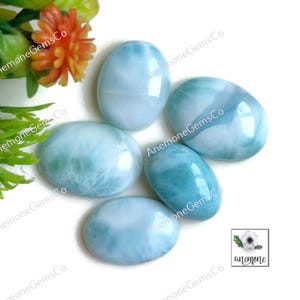 Natürliche Larimar Oval Cabochon 16-19 mm Ca., Mix Form 5 Stück Lot Same wie Bild Boho Chic Halsketten, Ringe Einzigartige Artisan Designs 62375