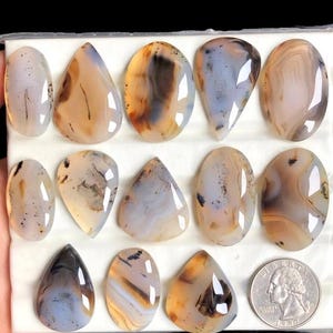 Cabochons d'agate du Montana sélectionnés, pierre précieuse d'agate naturelle pour la fabrication de bijoux, cadeau de bijoux en cristal naturel d'agate du Montana pour elle LOT-388