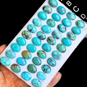 Selecionado Tibetano Turquesa Gemstone 10 x 14 mm, Natural Semi Preciosa Gemstone para Joias, Estilo Sudoeste e Anel Artesanal Feito à Mão 1