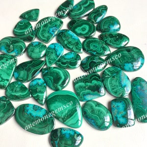 Malaquita crisocola, piedra preciosa dual, malaquita natural, malaquita crisocola, fabricación de joyas, cristales curativos, piedra preciosa con envoltura de alambre