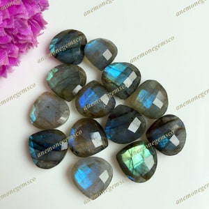 Labradorite Rosecut Gemstone Natural Fire Labradorite Faceted Pear Cut Loose Gemstone 4 Pcs Lot Gemstone For Jewellery Making