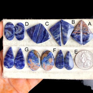 Paires de cabochons de boucles d'oreilles sodalite en jaspe, pierre semi-précieuse naturelle pour la fabrication de bijoux, boucles d'oreilles sodalite LOT- 143