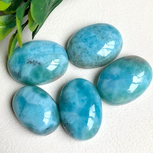 5 stuks Larimar Cabochon, Natuurlijke Dominicaanse Larimar, Topkwaliteit AAA Flat Back Cabochon, Edelsteen Beschikbare maten. L4
