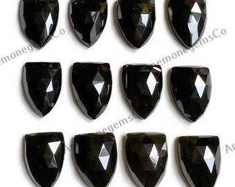 10 piedras preciosas de espinela negra tallada en forma de escudo, facetadas, de 10 x 14 mm aproximadamente, para hacer joyas, piedras preciosas muy pulidas