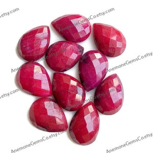 Piedra preciosa facetada de rubí natural de 10x14 mm, piedra preciosa de corte de rosa en forma de pera calibrada, piedra preciosa semipreciosa para la fabricación de joyas, cristal curativo